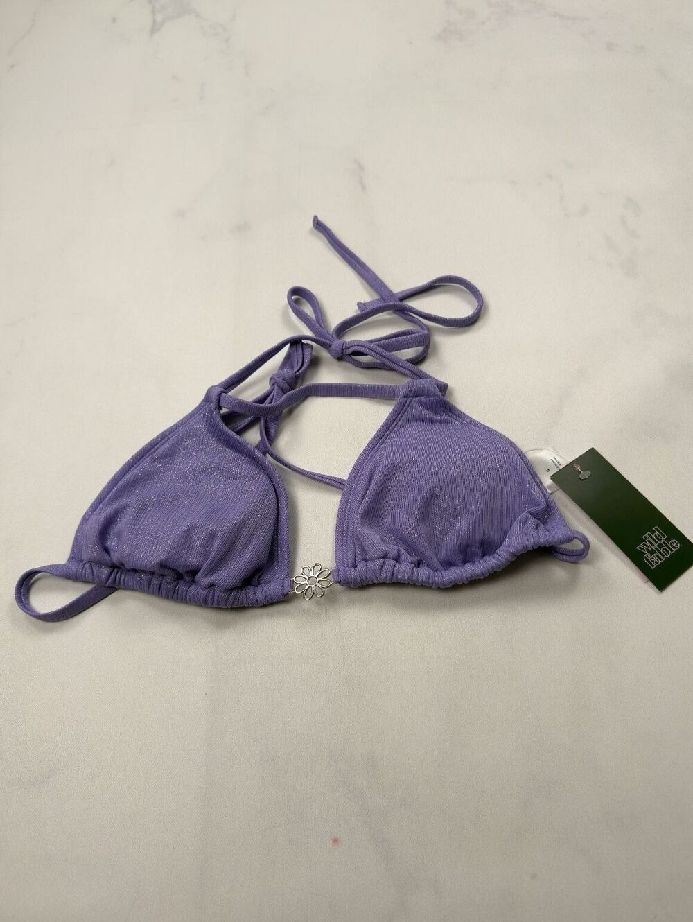 Wild Fable Bikini Top Purple Triangle Halter Removable Pads - Womens S NWT